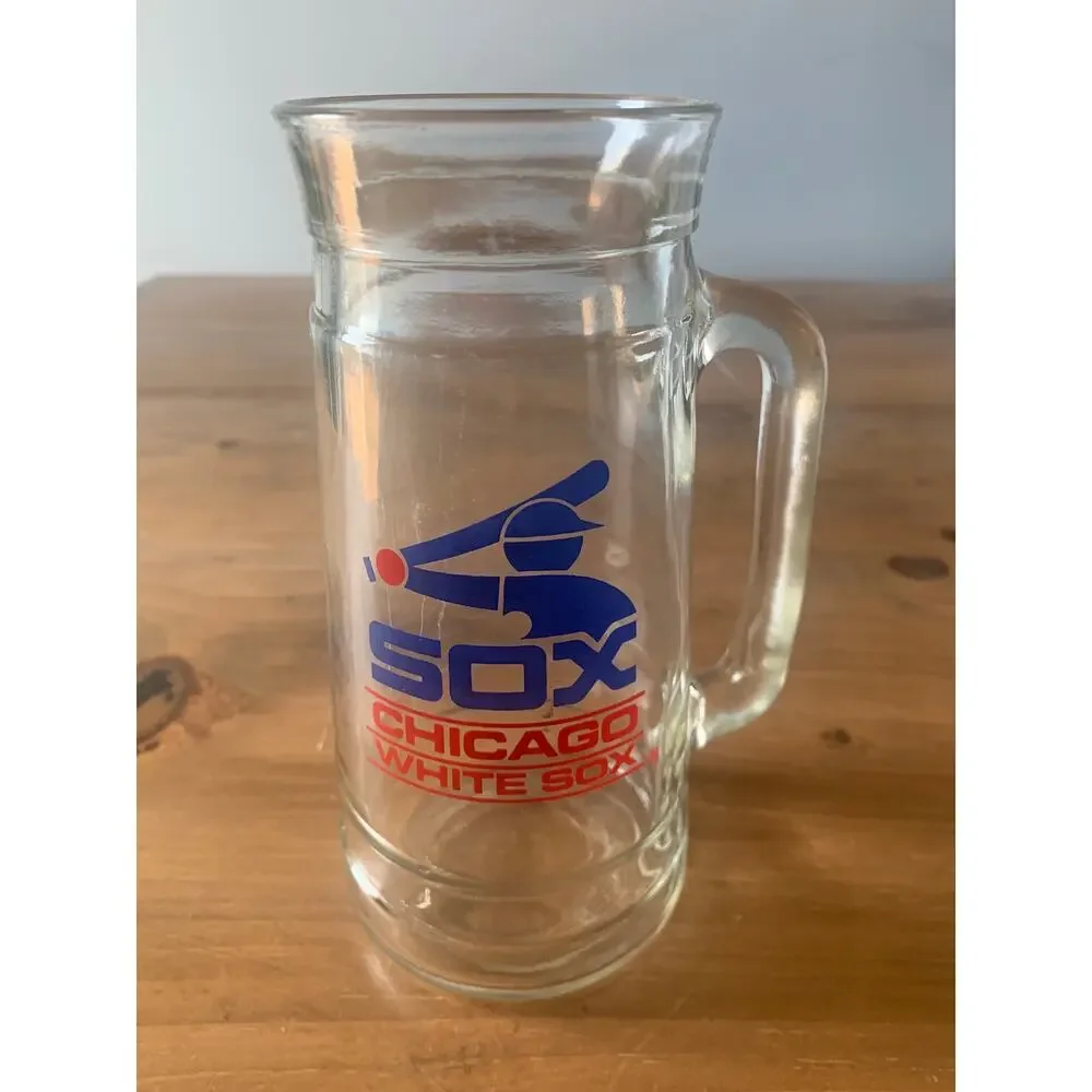 Chicago White Sox MLB Vintage Beer Glass Stein Fisher Nuts Promo Mug O’Nuts 80s